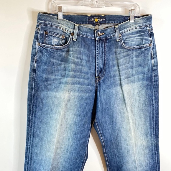 Lucky Brand Mens 181 Jean 36x32 Med Wash Relaxed Straight Distressed 100% Cotton - Picture 2 of 15